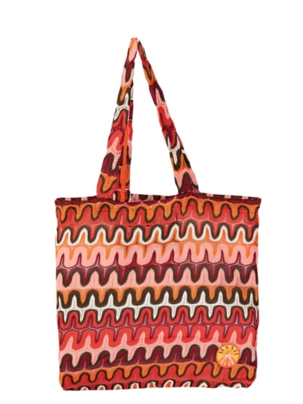 Maaji Wavy Pattern Tote Bag - Red, Pink, Orange, Brown